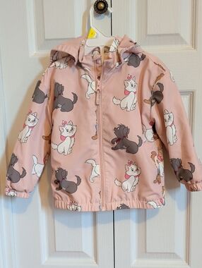 Disney Girls' Pink Aristocat Print Hooded Jacket